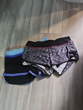 Lululemon Speed Shorts Bundle - Gray Heather & Black with Blue Trim